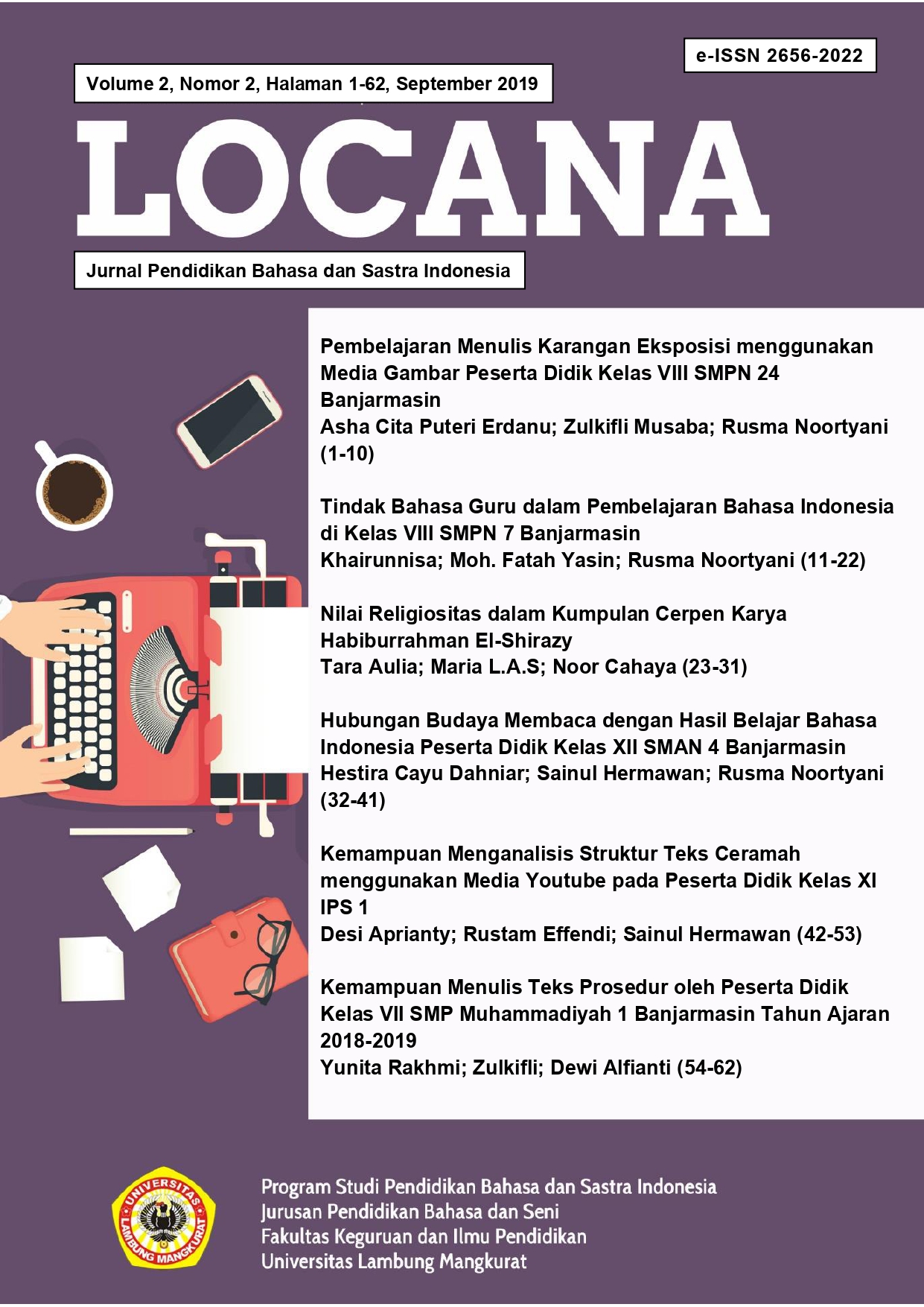 					View Vol. 2 No. 2 (2019): JURNAL LOCANA
				