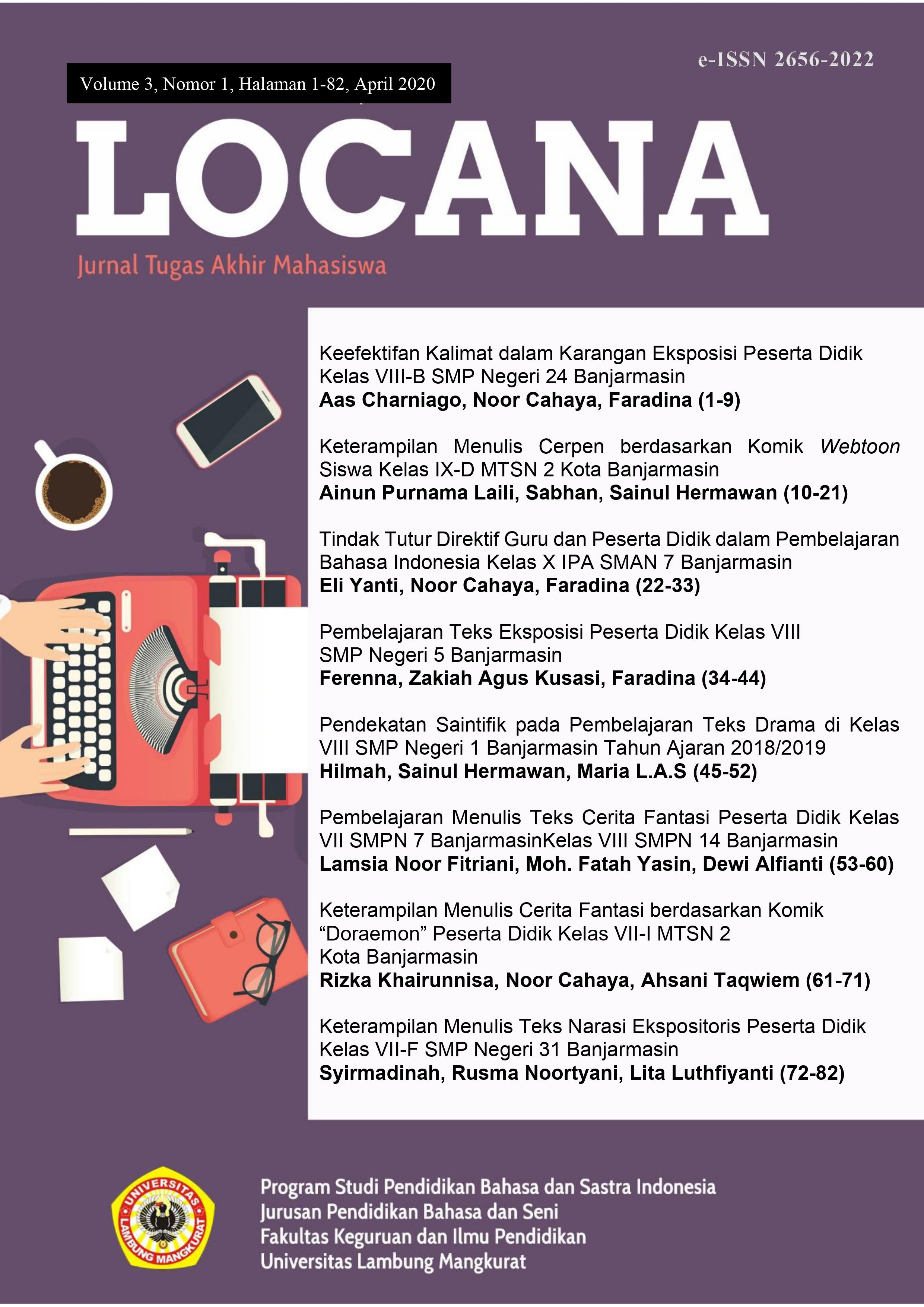 					View Vol. 3 No. 1 (2020): JURNAL LOCANA
				