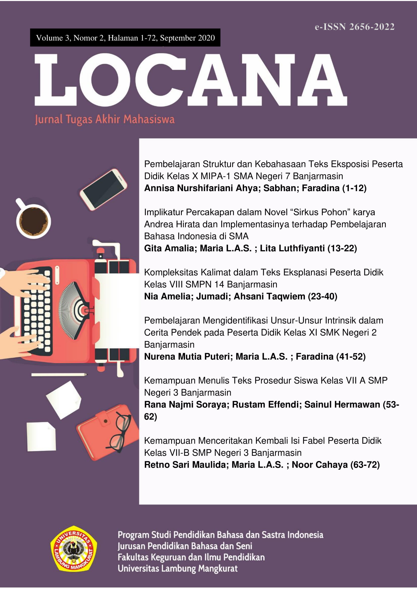 					View Vol. 3 No. 2 (2020): JURNAL LOCANA
				